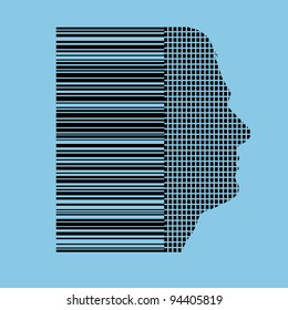 humans identified by barcode concept