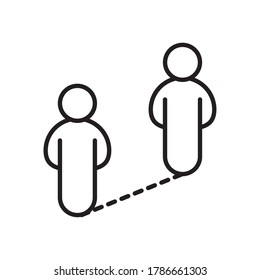 humans silhouettes distance social line style icon vector illustration design