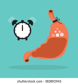 Human's Stomach and a clock.Diet concept.