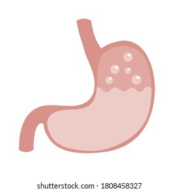Human's Stomach icon vector. acid,gas,digesting juice inside. 