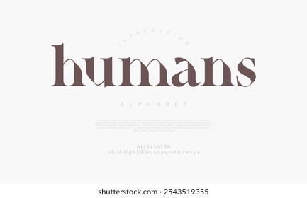 Humans typography beauty fashion elegant minimalist serif italic fonts decorative wedding vintage retro logos. Minimal luxury font alphabet logo. Vector illustration