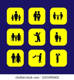 Humans vector icon set. baby, father with baby, mom and child