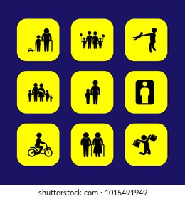Humans vector icon set. child, family, mother and mother and son