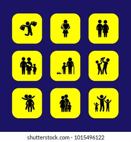 Humans vector icon set. child, baby girl, mom and woman