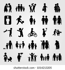 Humans vector icon set. dad, family, daddy and hugging