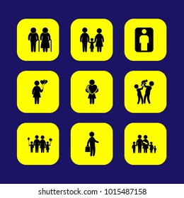 Humans vector icon set. dad, children, family and couple