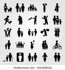 Humans vector icon set. family, mother and son, businessman and mother