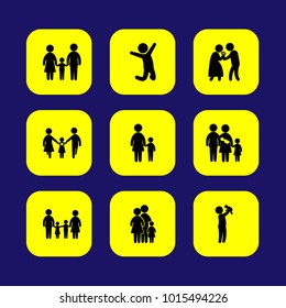 Humans vector icon set. family, baby girl, daddy and mother with son