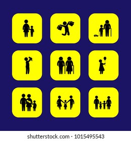 Humans vector icon set. family, child, mother with son and baby