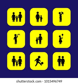 Humans vector icon set. football player, child, mother and father