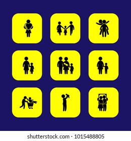 Humans vector icon set. girl, father with baby, dad and couple
