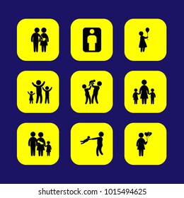 Humans vector icon set. girl, mother, woman with balloons and children