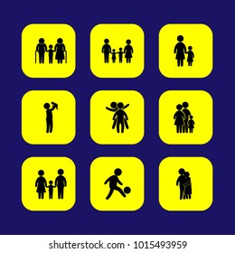 Humans vector icon set. hugging, dad, baby girl and child