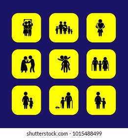 Humans vector icon set. love, children, man and grandmother