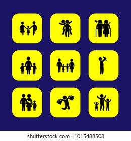 Humans vector icon set. love, old woman, dad and father with baby