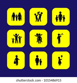 Humans vector icon set. mother, businessman, child and business