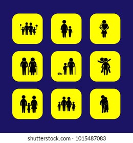 Humans vector icon set. mother, dad, woman and mom