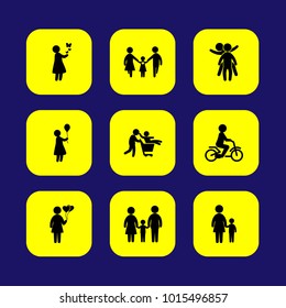 Humans vector icon set. mother with son, woman, family and girl