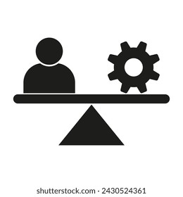 Human-tech balance concept. Work-life efficiency symbol. Simple, graphic. Vector illustration. EPS 10.