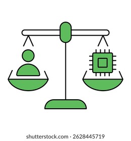 Human-Tech Balance. Ethical AI icon representing balanced coexistence between humans and technology