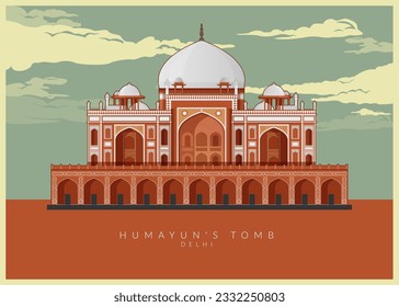 Humayun's Tomb - Delhi - Icon Illustration as EPS 10 File  