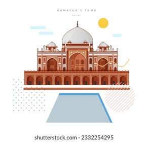 Humayun's Tomb - Delhi - Icon Illustration as EPS 10 File  