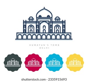 Humayun's Tomb - Delhi - Icon Illustration as EPS 10 File  