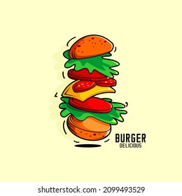 diseño vectorial del logotipo del restaurante humberger, puede utilizarse para logotipos de productos, plantillas y otros	