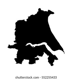 Humberside vector map silhouette, non-metropolitan and ceremonial county in Northern England.