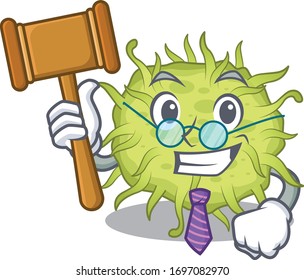 A humble judge of bacteria coccus cartoon character design wearing glasses