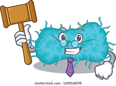 A humble judge of bacteria prokaryote cartoon character design wearing glasses