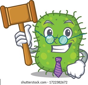 A humble judge of escherichia cartoon character design wearing glasses