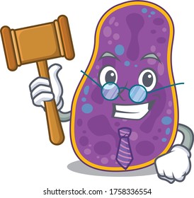 A humble judge of shigella sp. bacteria cartoon character design wearing glasses