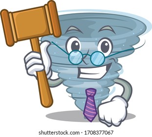 A humble judge of tornado cartoon character design wearing glasses