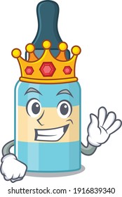 A humble King of hair oil caricature design style with gold crown. Vector illustration