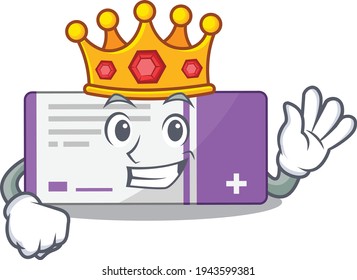 A humble King of medicine box caricature design style with gold crown. Vector illustration