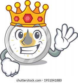 A Humble King Of Old Kitchen Timer Caricature Design Style With Gold Crown. Vector Illustration