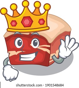 A humble King of pork belly caricature design style with gold crown. Vector illustration