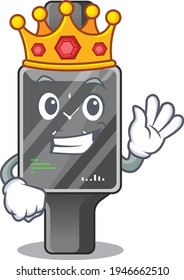 A humble King of smart watch caricature design style with gold crown. Vector illustration