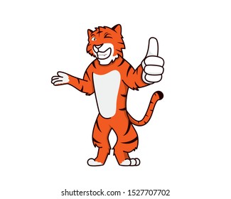 Humbly and Friendly Tiger Recommending Gesture