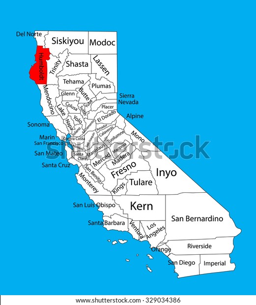 Humboldt County California United States America Stock Vector