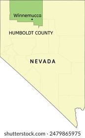 Humboldt County and city of Winnemucca location on Nevada state map