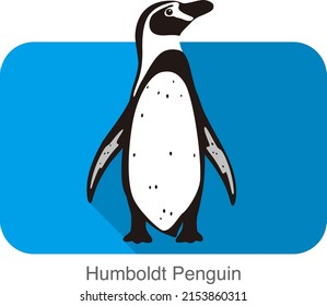 Humboldt Penguin Standing Flat Icon  Vector Illustration