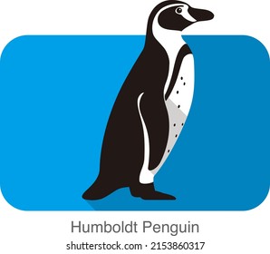 Humboldt penguin standing flat icon  vector illustration