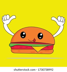 humburger junk food cute ilustration cartoon