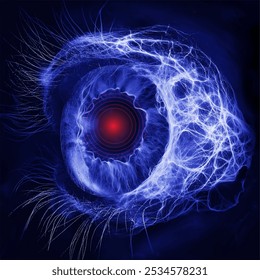 Humen eye with injury x-ray film on a dark blue background