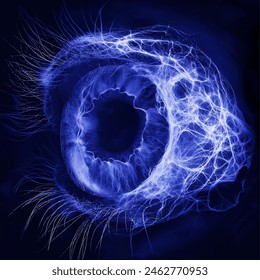 Humen eye  x-ray film on a dark blue background