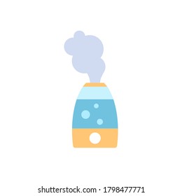 Humidifier air diffuser icon. Purifier microclimate ultrasonic home, healthy humidity. Humidifier therapy element design. Skin nose throat lips dryness dry cough prevention. Flu vector illustration.