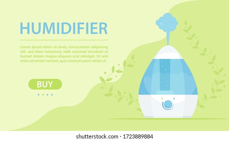 Humidifier air. Modern home humidifier. Purifier microclimate. Vector illustration in flat style. Template for advertising, landing page, banner, web site, online store, flyer or other