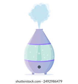 Humidifier in cartoon style. Equipment for home and office. Ultrasonic air purifier. Device for cleaning and moistening. Vector illustration EPS10.